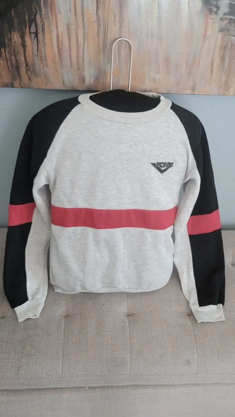 Vintage 90s PONY Kids Crewneck Sweatshirt Cropped Color Block NOS Youth L 12-14